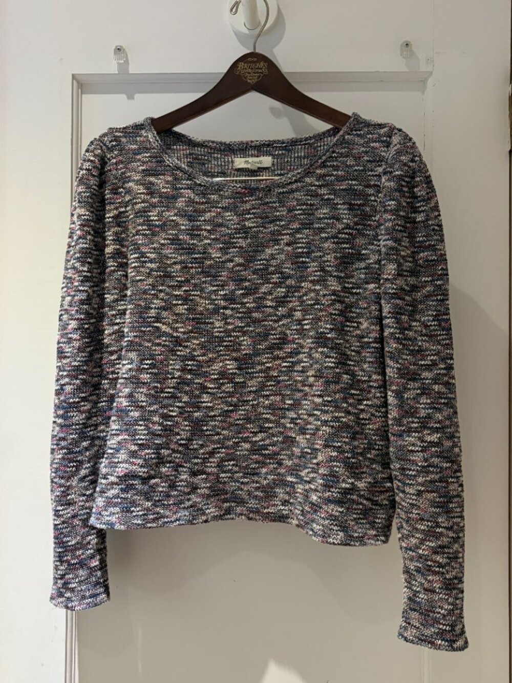 Madewell Multicolor Marled Knit Pullover Sweater Size Medium Cotton, Pink/Gray - Picture 3 of 9